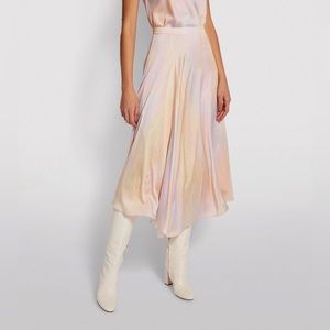 VINCE rainbow wash silk skirt midi